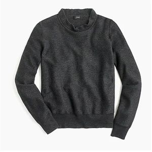 J.Crew Ruffle-neck pullover sweater-H7191-gray